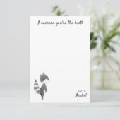 かわいいアライグマパーソナライズされたキッズ サンキューカード (スタンド正面)