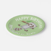 かわいいアライグマパーソナライズされたマンガの誕生日 ペーパープレート (アングル)