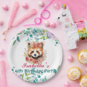 かわいいアライグマ動物のジャングルフローラ誕生日パーティー ペーパープレート (パーティー)
