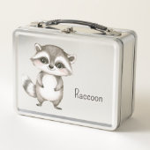 かわいいアライグマ動物 メタルランチボックス (正面)