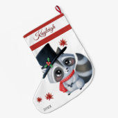 かわいいアライグマ大きなクリスマスストッキング ラージクリスマスストッキング (裏面 (吊り時))