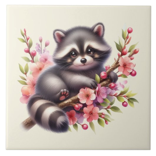 かわいいアライグマ愛好家カントリー動物 タイル (正面)