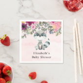 かわいいアライグマ水色フローラ赤ちゃんシャワー スタンダードカクテルナプキン (インサイチュ)