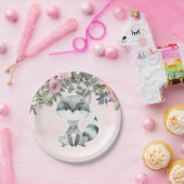 かわいいアライグマ水色牡丹ベイビーシャワー ペーパープレート (パーティー)