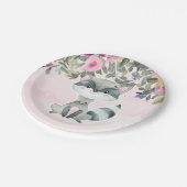 かわいいアライグマ水色牡丹ベイビーシャワー ペーパープレート (アングル)