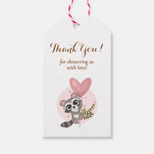 かわいいアライグマ赤ちゃんシャワーありがとう ギフトタグ (正面)