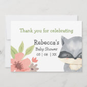 かわいいアライグマ赤ちゃんシャワーサンキューカード サンキューカード (正面)