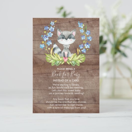 かわいいアライグマ赤ちゃんシャワーベビーカード用ブック 招待状 (スタンド正面)