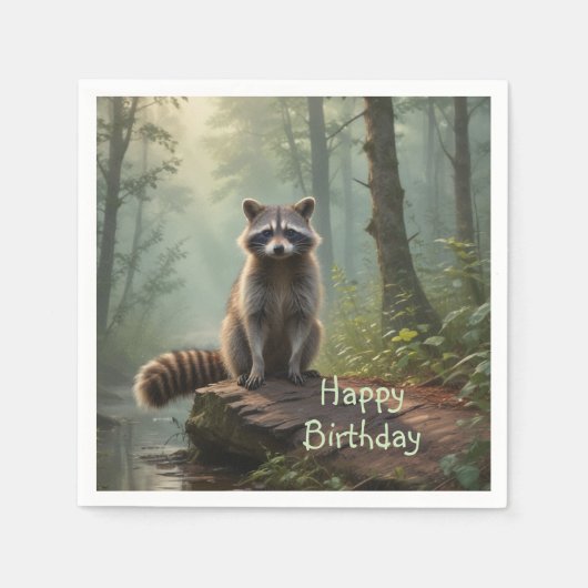 かわいいアライグマ スタンダードカクテルナプキン (正面)