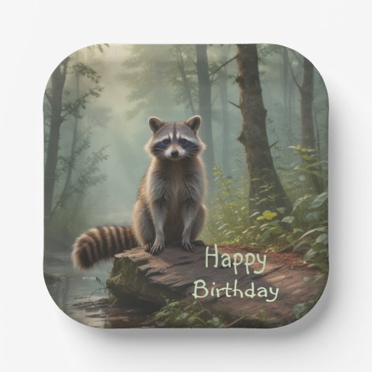 かわいいアライグマ ペーパープレート (正面)