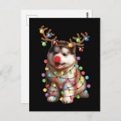 かわいいアラスカンマラムートドッグクリスマスホリデーギフト ポストカード (正面/裏面)