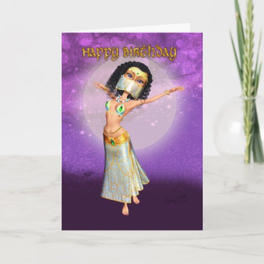 かわいいアラビアンナイトのダンサーが付いているバースデー・カード カード (正面)