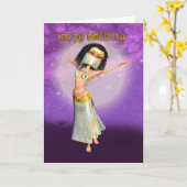 かわいいアラビアンナイトのダンサーが付いているバースデー・カード カード (黄色い花)