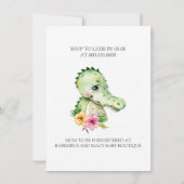 かわいいアリゲーターウォーターカラーハイビスカスベビーシャワー 招待状 (裏面)