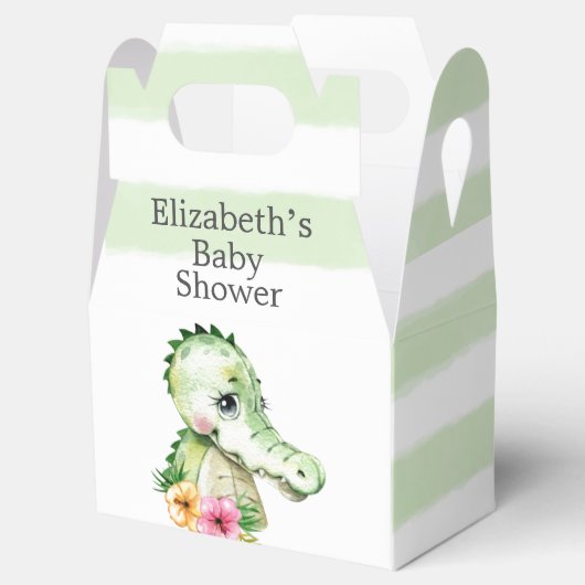 かわいいアリゲーターウォーターカラーフローラベビーシャワー フェイバーボックス (オープン)
