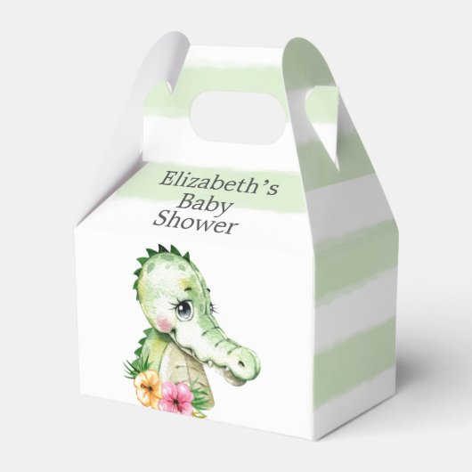 かわいいアリゲーターウォーターカラーフローラベビーシャワー フェイバーボックス (正面サイド)