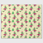 かわいいアリゲータークリスマスパターン ラッピングペーパー (フラット)