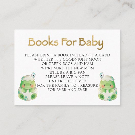 かわいいアリゲーターグリーン金ゴールド花模様ブックスベビー 名刺 (正面)