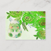 かわいいアリゲーターグリーン金ゴールド花模様ブックスベビー 名刺 (裏面)