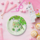 かわいいアリゲーターグリーン金ゴールド花赤ちゃんシャワー ペーパープレート (パーティー)