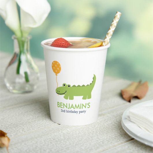 かわいいアリゲーターチルドレン誕生日紙カップ 紙コップ (インサイチュ)