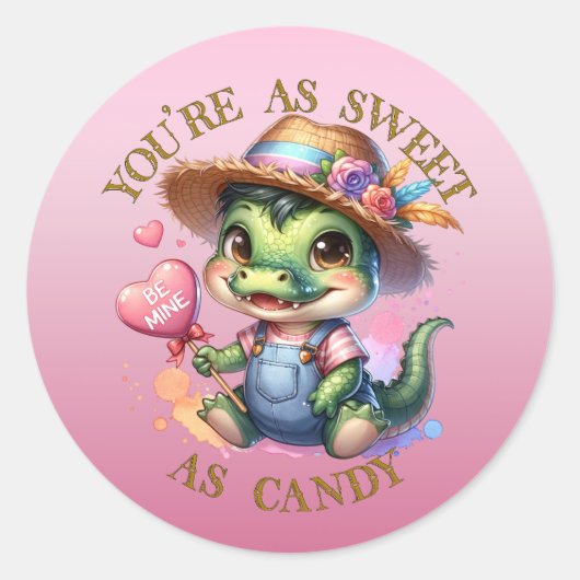 かわいいアリゲーターバレンティンシール ラウンドシール (正面)