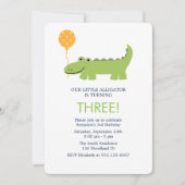 かわいいアリゲーターバースデーパーティー 招待状 (正面)