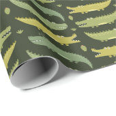 かわいいアリゲーターワニが話し合う ラッピングペーパー (ロールコーナー)