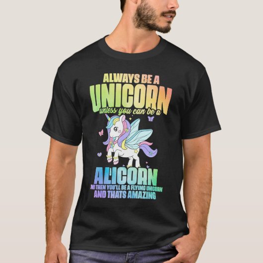かわいいアリコーンマジカルユニコーンファンタジー伝説のクル Tシャツ (正面)