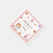かわいいアリスのお茶パーティーピンク誕生日ピンク スタンダードカクテルナプキン (角)
