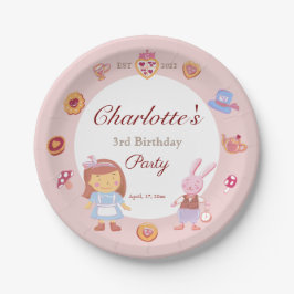かわいいアリスのお茶パーティーピンク誕生日ピンク ペーパープレート