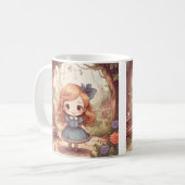 かわいいアリスの不思議の国の森の芸術 コーヒーマグカップ (正面左)