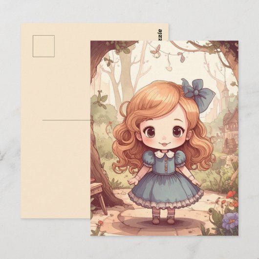 かわいいアリスの不思議の国の森の芸術 ポストカード (正面/裏面)