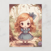かわいいアリスの不思議の国の森の芸術 ポストカード (正面)