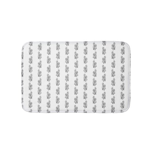 かわいいアリス&白うさぎカスタムの背景色 バスマット (正面)