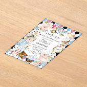 かわいいアリスinワンダーランド誕生日ティーパーティー アクリル招待状 (レイダウン)