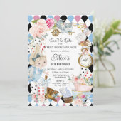 かわいいアリスinワンダーランド誕生日ティーパーティー 招待状 (スタンド正面)