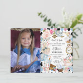 かわいいアリスinワンダーランド誕生日紅茶パーティー写真 招待状 (スタンド正面)