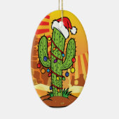 かわいいアリゾナクリスマスサグアーロサボテン セラミックオーナメント (右)
