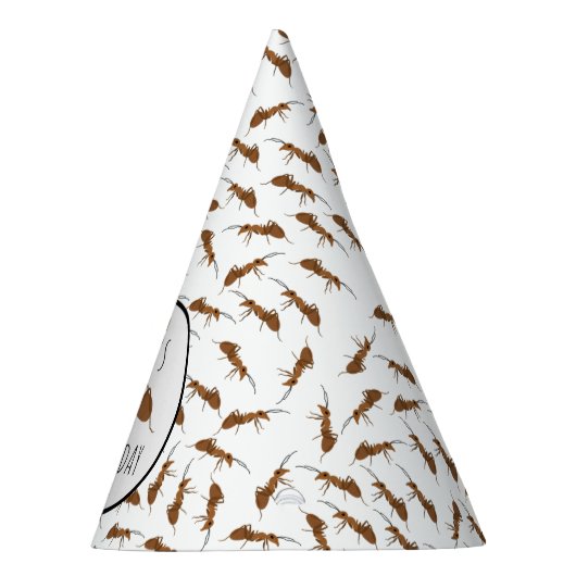 かわいいアリ柄名前をカスタムする子供の誕生日 パーティーハット (右)