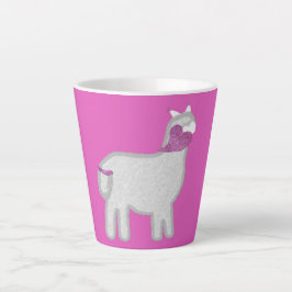 かわいいアルパカとグリッターハート カフェラテマグ