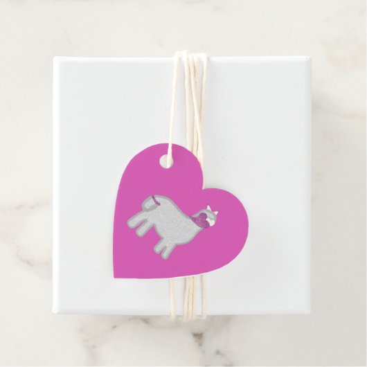 かわいいアルパカとグリッターハート フェイバータグ (インサイチュ)