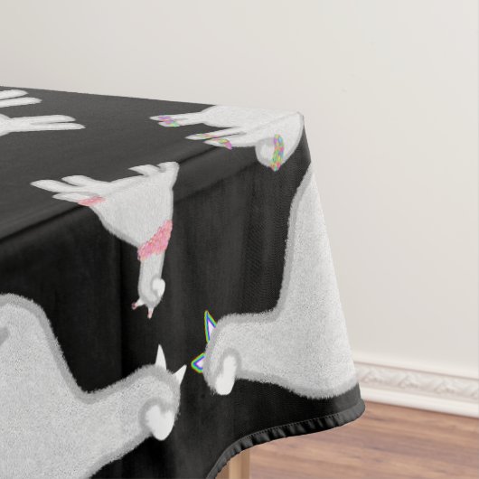 かわいいアルパカとグリッターバブル花おもしろい テーブルクロス (インサイチュ)