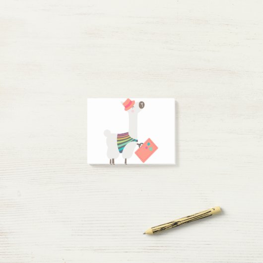 かわいいアルパカとスーツケース ポストイット (デスク上)