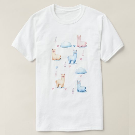 かわいいアルパカと雲 Tシャツ (デザイン正面)
