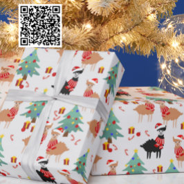 かわいいアルパカのクリスマスパターン ラッピングペーパー