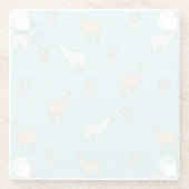 かわいいアルパカのラマのサボテンパターン ガラスコースター (裏面)