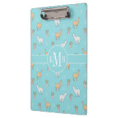 かわいいアルパカのラマのサボテンパターン クリップボード (左)