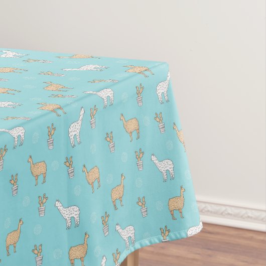 かわいいアルパカのラマのサボテンパターン テーブルクロス (インサイチュ)