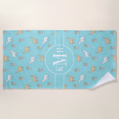 かわいいアルパカのラマのサボテンパターン ビーチタオル (正面)